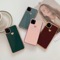 Electroplated love heart Phone Case For iPhone 11 11Pro Max XR XS X XS Max 7 8 6 6S Plus Shockproof Protective Back Cover Conque