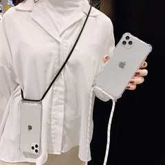 Strap Cord Chain Transparent Phone Case For iPhone 11 11 Pro XS Max XR X 7 8 6 6s Plus Carry Necklace Lanyard Clear Cover Cases