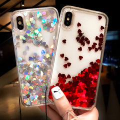 Love heart Sequins quicksand Case for iphone 11 Pro 11 Pro MAX XS Max XR X 8 7 6 Plus Shining Dynamic liquid glitter Phone Cover