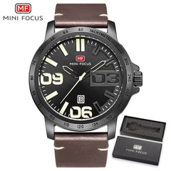 MINI FOCUS Luxury Brand Men Watches Leather Watch Strap Fashion Casual Dress Men's Wrist Watches Quartz Watch Men Waterproof