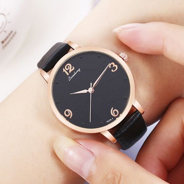 Best Selling Women Watches Creative Relief Dial Fashion Ladies Quartz Wristwatch Leather Strap Simple Clock Relogio Feminino@50