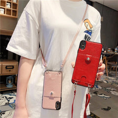 Leather Wallet Phone Case For iphone X XR XS Max 6 6s 7 8 Plus Coin Purse Card Holder Protection Phone Bag Cases With lanyard