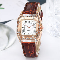 Simple Women Watches Rhinestone Dial Luxury Watches Ladies Casual Leather Band Quartz Wristwatch Female Clock Zegarek Damski*M