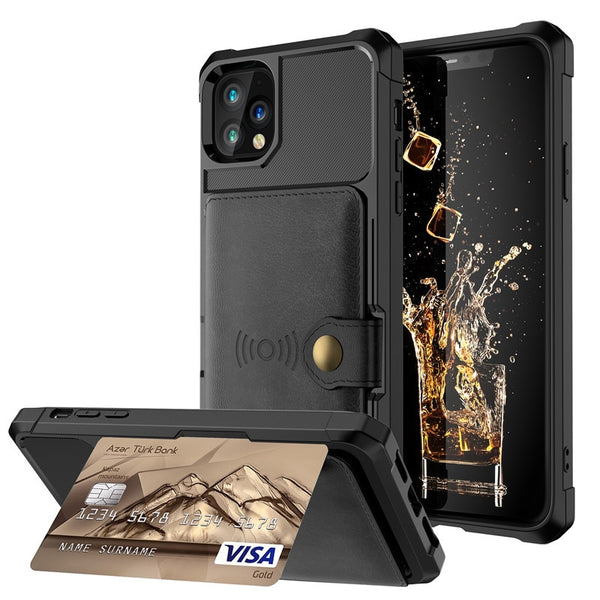 Premium Leather Wallet Case for iPhone 11/XI XS Max XR 6 7 8 Plus TPU Shockproof Phone Case Wireless Charging Car Magnetic Cover