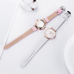 Casual Women Watches Flat Scale Dial Ladies Analog Quartz Wristwatch High Quality Leather Strap Clock Fashion Zegarki Damskie@50