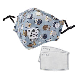 Cute PM2.5 Washable Mouth Mask With Valve Kids Children Anti Haze Dust Mask Nose Filter Face Muffle Bacteria Flu Respirator