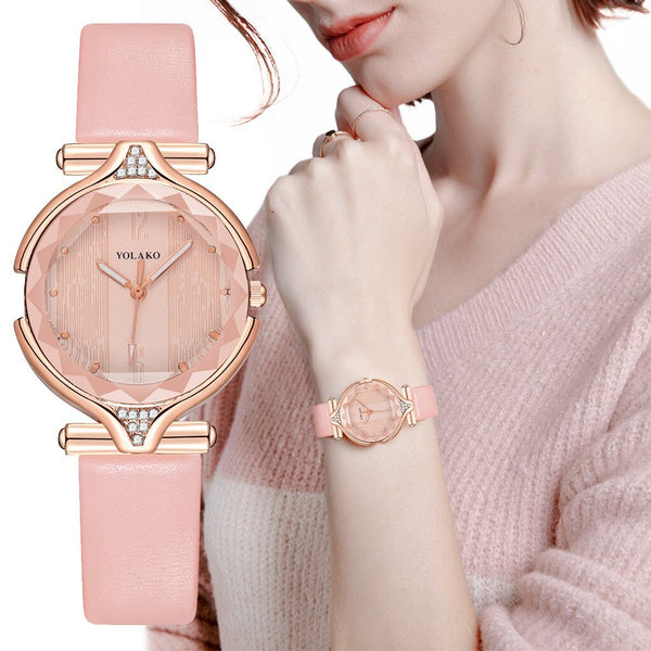 Hot Women Watches Fashion Dial Ladies Watch Quartz Wristwatch Pink Leather Gift Female Clock Zegarki Damskie NEW Free Shipping@5