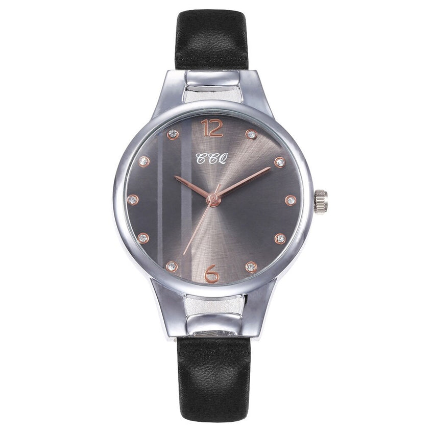 Hot Sale Women Watches Rhinestone Dot Dial Ladies Quartz Wristwatch Design Leather Strap Clock Dress Gift Zegarki Damskie@50