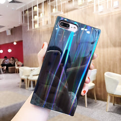 Silicone Shockproof Bumper Rainbow Shining Phone Case For iphone 7 8 6 6sPlus square Laser case For iPhone X Soft TPU Back Cover