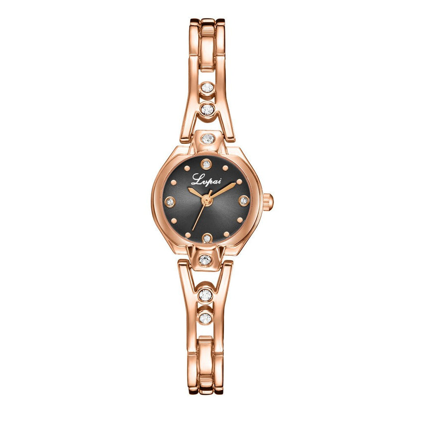 Simple Style Women Watches Dot Rhinestone Dial Ladies Fashion Quartz Wristwatch Alloy Bracelet Strap Clock Casual Reloj Mujer @5
