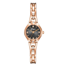 Simple Style Women Watches Dot Rhinestone Dial Ladies Fashion Quartz Wristwatch Alloy Bracelet Strap Clock Casual Reloj Mujer @5