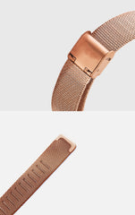 Simple Women Watches Black Dial Ladies  Quartz Wristwatch Rose Gold Mesh Belt Strap Casual Clock Gift Zegarki Damskie@50