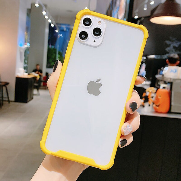 Transparent Candy Color Case For iPhone 11 Pro Max XR X XS Max 8 7 Plus 6 6S Plus Shockproof Frame Bumper Cover Soft TPU Cases