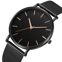 Montre Femme Modern Fashion Reloj Mujer Black Quartz Watch Women Mesh Stainless Steel Bracelet Casual Wrist Watch for Woman