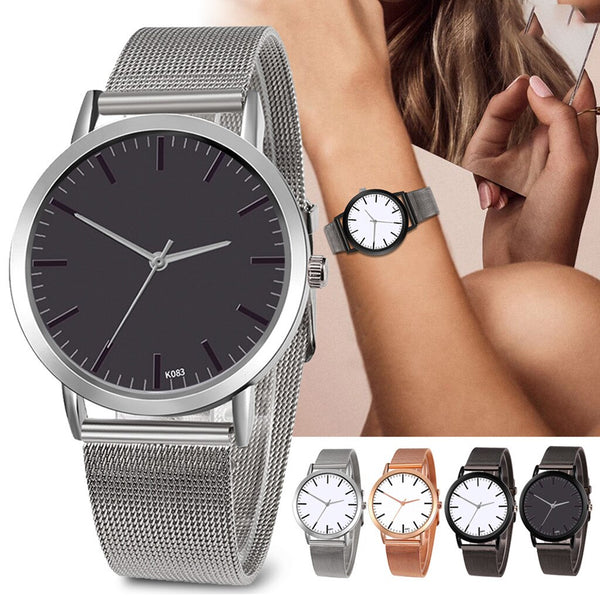 Business Style  Women Watches Black Scale Dial Ladies Quartz Wristwatch Fashion Mesh Belt Strap Casual Clock Zegarki Damskie@50