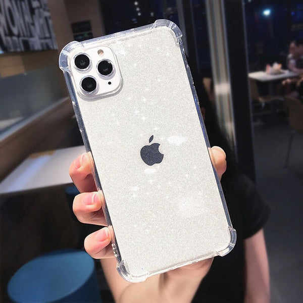 Glitter Powder Shining Anti-knock Phone Case For iPhone 11 11Pro Max X XR XS Max 8 7 6 6S Plus Transparent Soft TPU Back Cover
