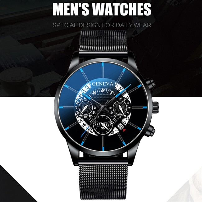 Fashion Men's Watch Sport Watches Luxury Relogio Masculino Calendar Men Watch Steel Mesh Band Watch Men Clock Reloj Hombre