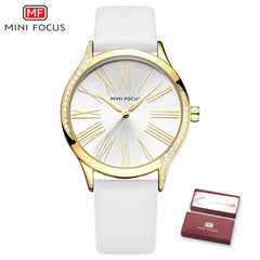 MINI FOCUS Black Watch Women Gold Watch Fashion Womans Watch Ladies Diamond Leather Designer Brand Luxury Women Watch Quartz