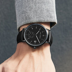 MINIFOCUS Quartz Watch Men Fashion Mens Watches Top Brand Luxury Waterproof Men Watch Leather Strap Wristwatch Relogio Masculino