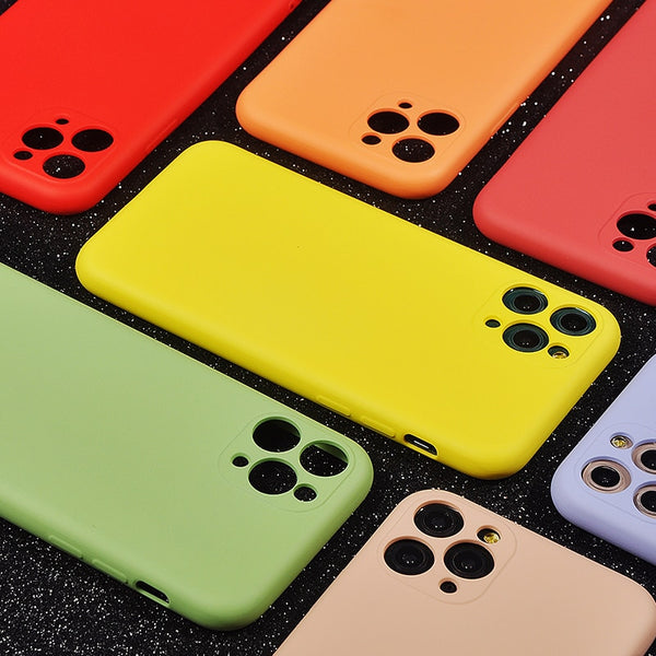 TIKITAKA Candy Color Phone Case For iPhone 11 11Pro Max Liquid Silicone Solid Plain For iPhone 11 Case Soft TPU Back Cover Shell