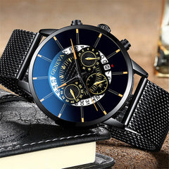 Fashion Men's Watch Sport Watches Luxury Relogio Masculino Calendar Men Watch Steel Mesh Band Watch Men Clock Reloj Hombre