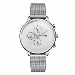 YOLAKO To Brand Fashion Men's Watch Casual Calendar Clock Alloy Mesh Belt Ultra-thin Mesh Belt Quartz Watches Chronograph