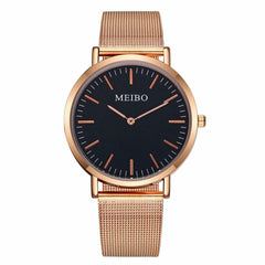 Fashion Men's Watch Popular Rose Gold Ultra-thin Dial Simple Unisex Watch Quartz Clock Mesh Watch Erkek Kol Saati