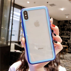 Colorful Frame Shockproof Tempered Glass Phone Case For iphone 11Pro Max XR XS Max 8 7 6 6s Plus Silicone Transparent Back Cover