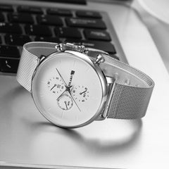 YOLAKO To Brand Fashion Men's Watch Casual Calendar Clock Alloy Mesh Belt Ultra-thin Mesh Belt Quartz Watches Chronograph