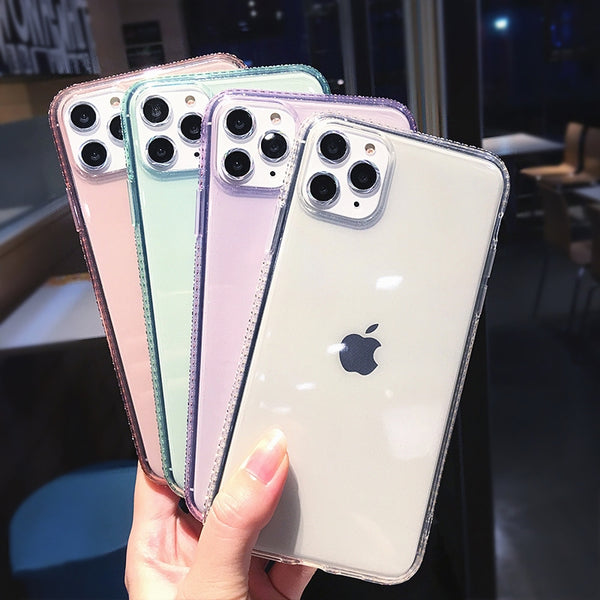 Fashion Transparent Flash drilling diamond Phone Case For iPhone 11 11Pro 11Pro Max X XR XS Max 8 7 6 6S Plus Clear Back Cover