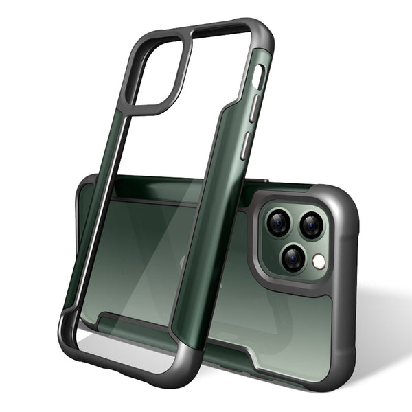 Armor Shockproof Metal Phone Case For iPhone 11 11 Pro Transparent  Hard PC+TPU Full Body Back Cover Capa For iPhone 11 Pro Max