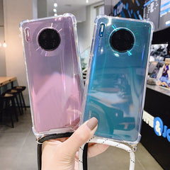 Crossbody Strap Transparent Phone Case For Huawei P20 Lite P30 Pro Mate 20 M30 Lite With Lanyard Necklace Shoulder Strap Cover