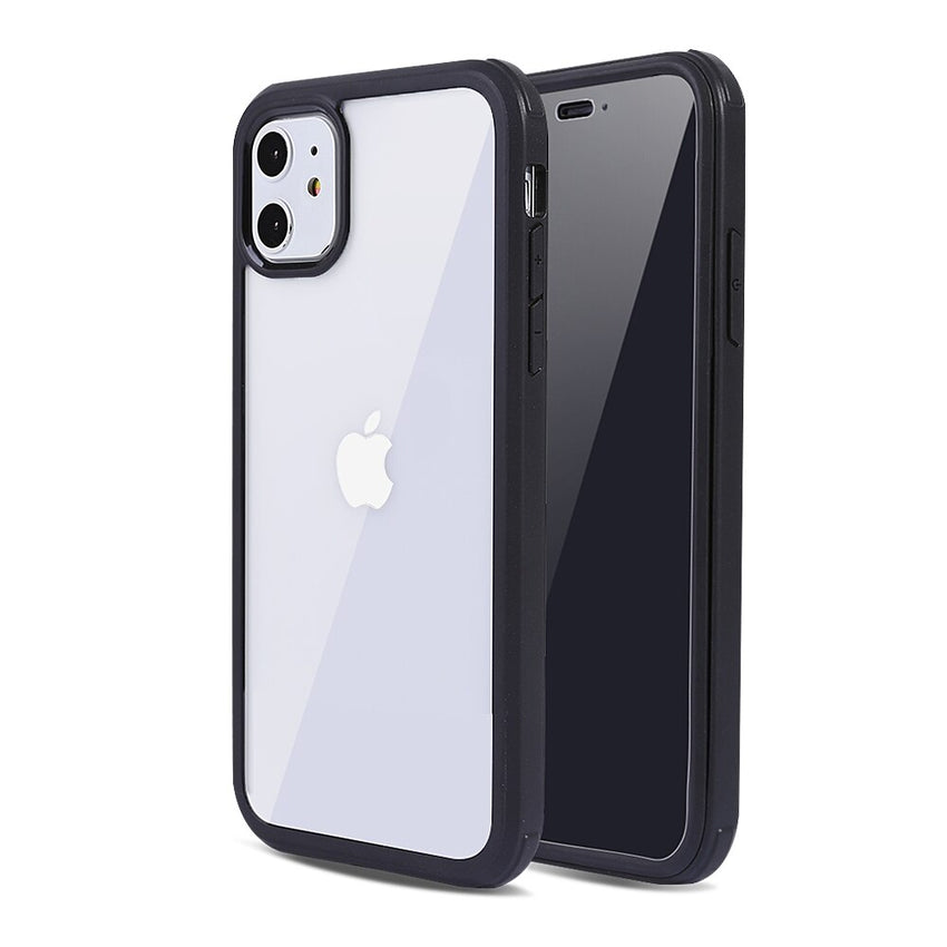 Fashion Shockproof Bumper Transparent TPU Phone Case For iPhone 11Pro Max X XR XS Max Double-sided tempered glass Cases PC Cover