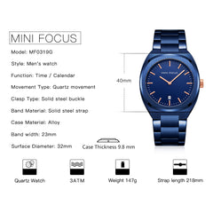 MINI FOCUS Mens Watches Top Brand Luxury Fashion Simple Wrist Watch Men Waterproof Golden Stainless Steel Watch Wrist Calendar