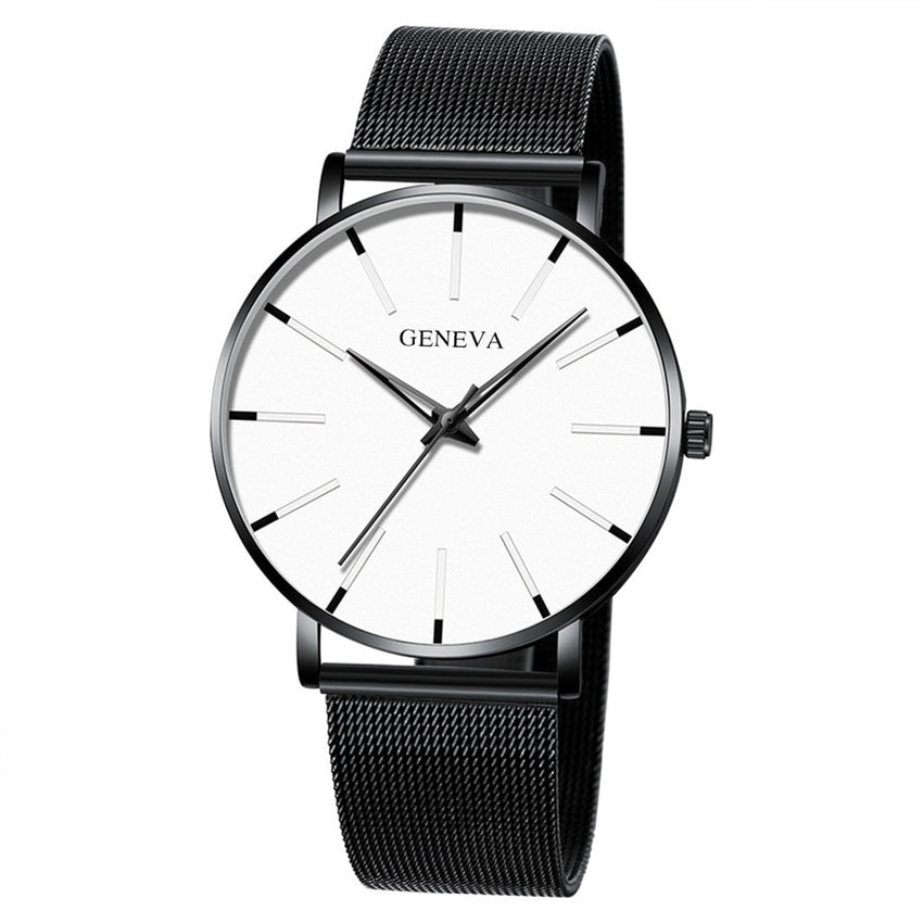 Men Watch Mesh Band Stainless Steel Analog Quartz Wristwatch Simple Unisex Business Profile Silver Gift MinimalismReloj Hombre@5