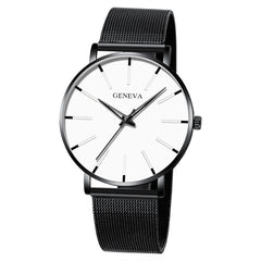 Men Watch Mesh Band Stainless Steel Analog Quartz Wristwatch Simple Unisex Business Profile Silver Gift MinimalismReloj Hombre@5