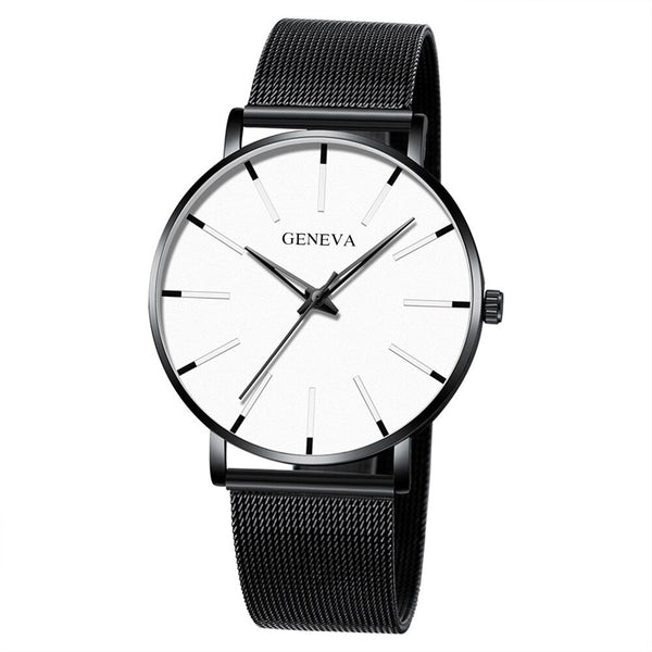 Men Watch Mesh Band Stainless Steel Analog Quartz Wristwatch Simple Unisex Business Profile Silver Gift MinimalismReloj Hombre@5