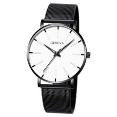 Men Watch Mesh Band Stainless Steel Analog Quartz Wristwatch Simple Unisex Business Profile Silver Gift MinimalismReloj Hombre@5