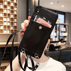 Leather Wallet Phone Case For iphone X XR XS Max 6 6s 7 8 Plus Coin Purse Card Holder Protection Phone Bag Cases With lanyard