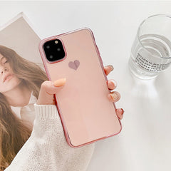 Electroplated love heart Phone Case For iPhone 11 11Pro Max XR XS X XS Max 7 8 6 6S Plus Shockproof Protective Back Cover Conque
