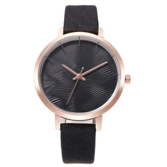 Women Watches Personality Water Wave Dial Analog Quartz Wristwatches Ladies Soild Color Leather Strap Clock Relogio Feminino@50