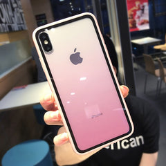 Rainbow Gradient Phone Cases For iphone 11 XS Max X XR XS 6 6s 7 8 Plus Acrylic Transparent Protective Cover For iPhone 11 Pro