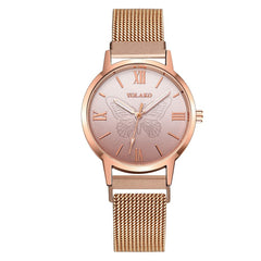 Women Watches Luxury Rose Gold Relief Dial Bracelet Magnet Mesh Band Quartz Wristwatch Ladies Female NEW Gift Clock Reloj Mujer*