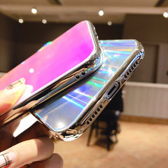 ins Style Laser Gradient aurora Phone Case For iPhone 11 11Pro Max XR XS X XS Max 7 8 6 6S Plus Tempered glass hard Back cover