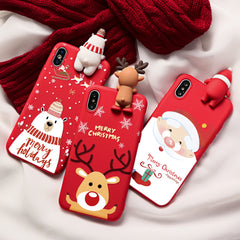 Christmas Cartoon 3D Deer Case For iPhone XR 11 Pro XS Max X Silicone Matte Cover For iphone 7 8 6 S 6S Plus 7 8 Plus Case Bear