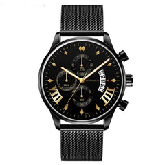 Luxury Fashion Mens Business Watches Men Casual Calendar Watch Stainless Steel Mesh Belt Quartz Wristwatch relogio masculino