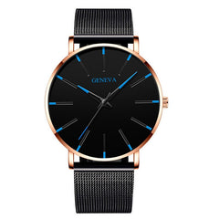 2020 Geneva Minimalist Watch Men Ultra Thin Blue Stainless Steel Mesh Belt Watches Man Business Casual Quartz Wrist Watch