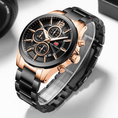 MINI FOCUS Quartz Watches Mens 2019 Top Brand Luxury Analog Watch Military Male Stainless Steel Watch Men Sports Army Waterproof