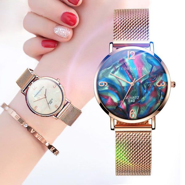 Trend Style Fashion Belt Watch Woman Cool Dial No Digital Female Watch Quartz Watches Mesh Belt Strap Casual Clock Kol Saati@50