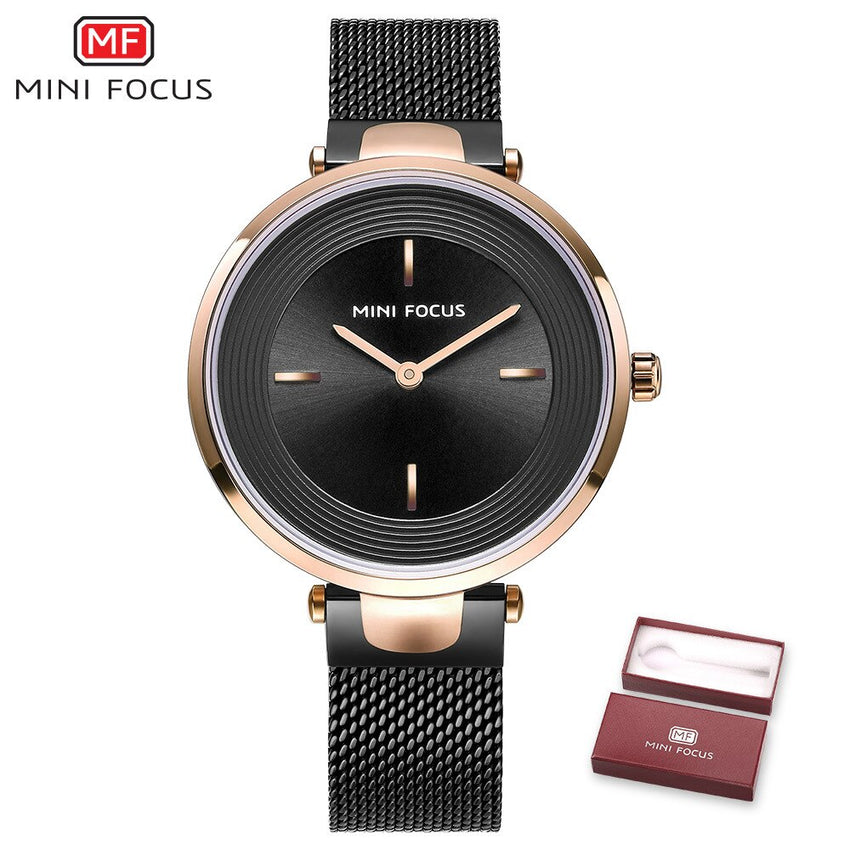 MINIFOCUS Thin Ladies Wrist Watch Women Fashion Stainless Steel Watch Strap Quartz Girls Watches Womans Clock Relogio Feminino